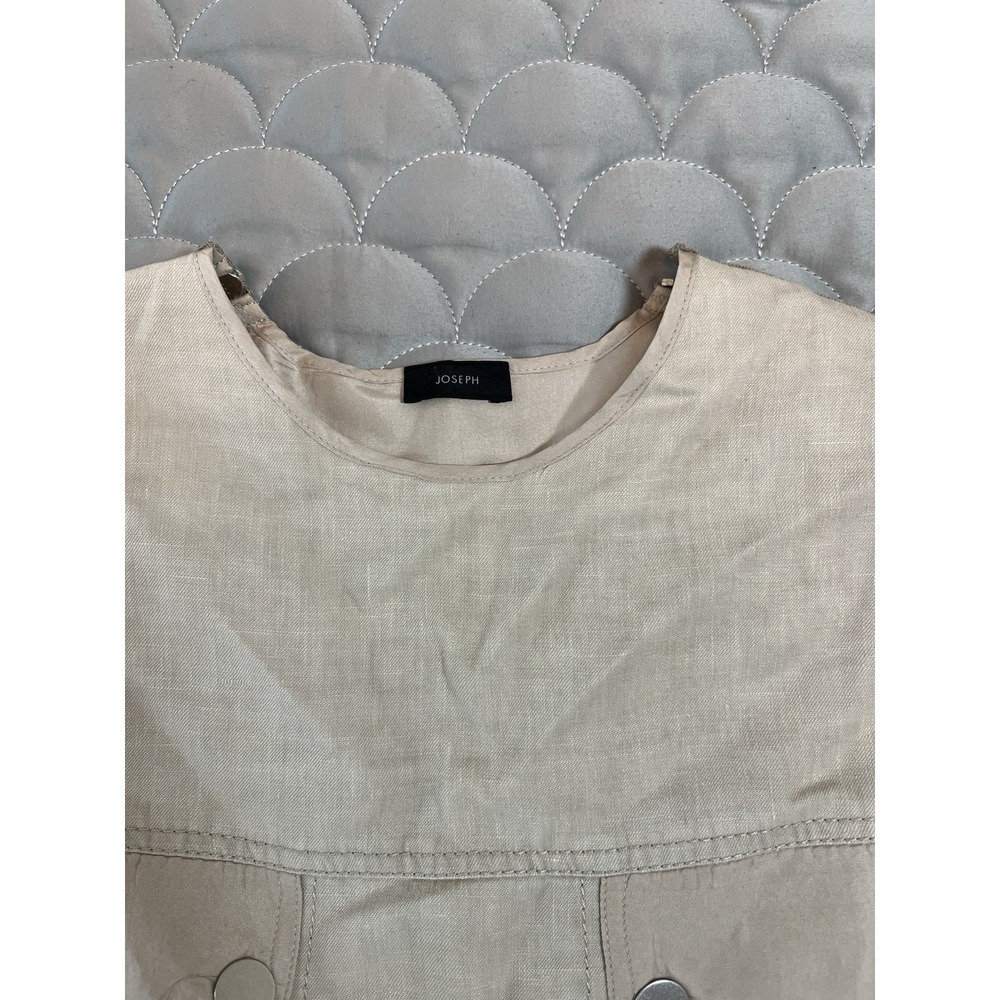 JOSEPH linen Jackson Cargo Shift Dress Sz 36 US Sz 6 Khaki Color With Pockets - Picture 2 of 11